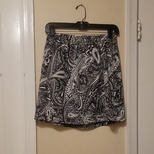 LOFT Black and White Paisley Mini Skirt